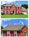 A house with two different types of houses.